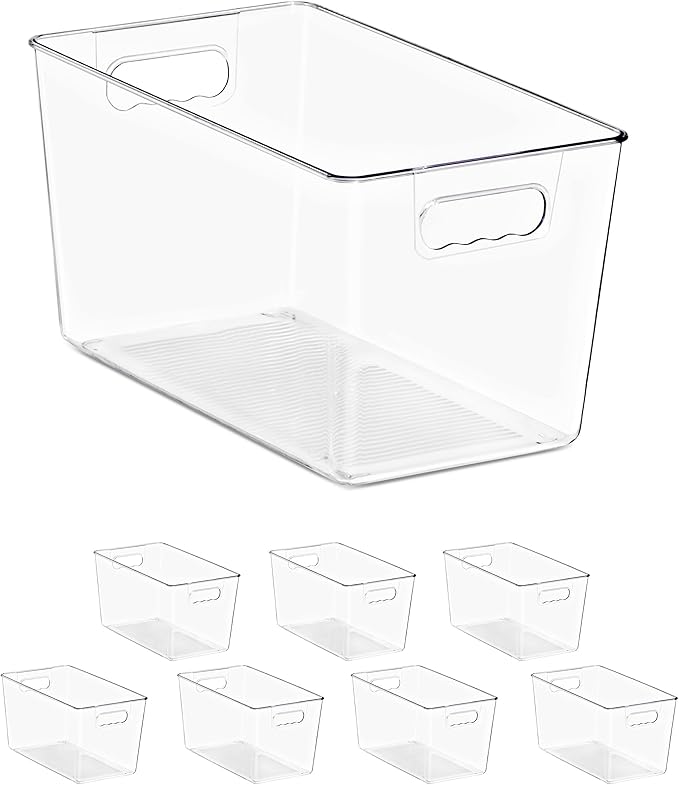 Sorbus Clear Storage Bins, 8 Pack X-Large Organization Bins with Handles – Clear Storage Containers for Storage, Pantry, Fridge, Cabinet, Closet & Kitchen Organization – BPA-Free Plastic