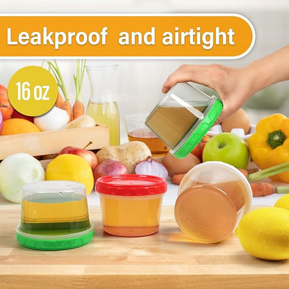 EONJOE 16 oz Plastic Freezer Containers with Lids 2 Cup Food Storage Container BPA Free Stackable Airtight Dishwasher Safe,6 Pack
