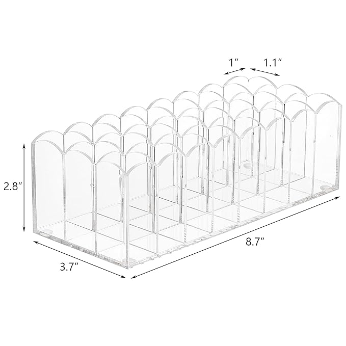 Hedume 2 Pack Lip Gloss Holder Organizer, 24 Spaces Acrylic Lip Gloss & Makeup Holder, Lipgloss Display Case for Tall Products