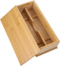 SHERCHPRY Bamboo Chopstick Box with Lid 11.22X4.92X3.07In Japanese Style Utensil Holder Kitchen Drawer Organizer Flatware Storage Container for Chopsticks and Cutlery