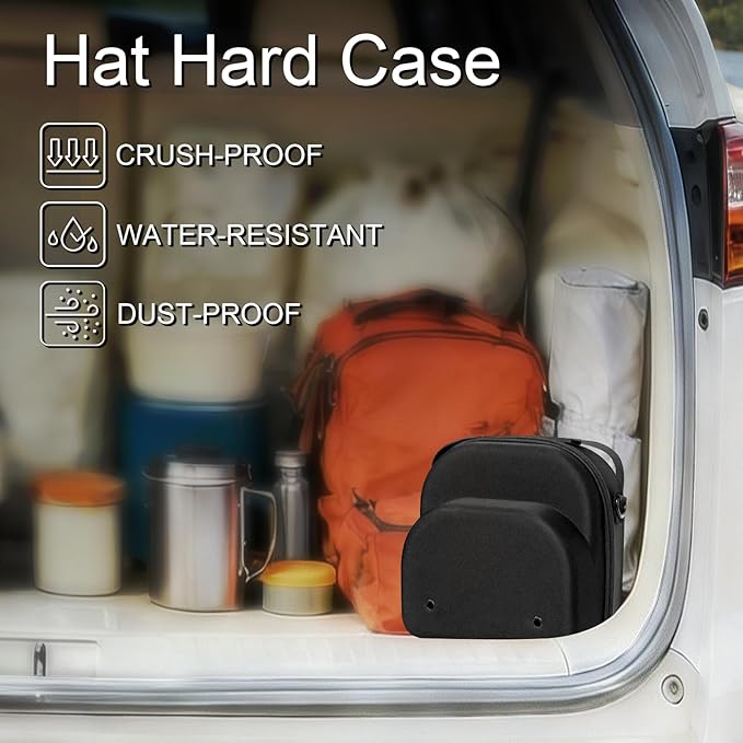 Epesoware Small Hard Hat Travel Case for Baseball Caps - Crush Proof Cap Carrier for 3 Hats, Hat Storage Organizer with Adjustable Shoulder Strap and Handle, for Travel & Home Use