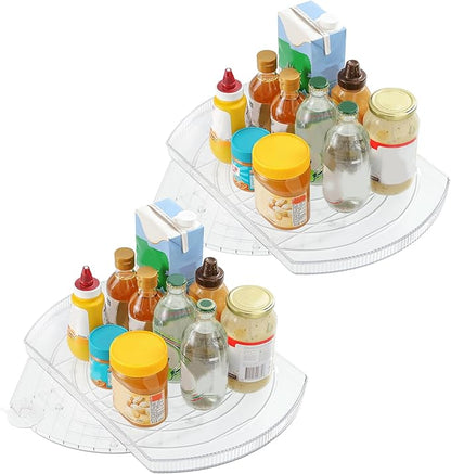 ROWNYEON Lazy Susan Turntable Organizer for Large Refrigerator, 360° Rotate Fridge Organizers and Storage, 16.54 Inches Rectangle Lazy Susan Organizer for Fridge, Cabinet, Pantry,1