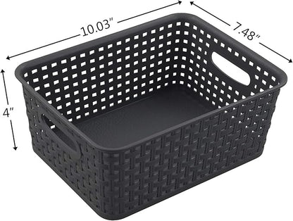6-Pack Plastic Woven Storage Baskets, Small Baskets