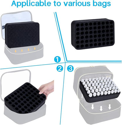 Essential oils Organizer Holder Foam Pad with Slots, Holds 54 bottles of 10ml、15ml Bottles, Removable Dividers，Black