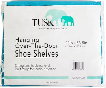 DormCo Hanging Over-The-Door Shoe Pockets - TUSK College Storage - Aqua