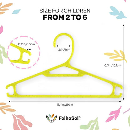 Kids Plastic Hangers (20 Pack, Yellow), 11.4 Inch Colored Translucent Hangers for Baby/Toddler Clothing (Girls and Boys Aged 2 to 6)