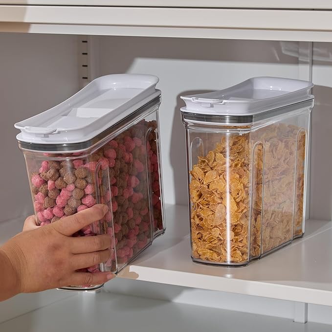 Cereal Containers Storage Set, Airtight Food Storage Container with Lid 3.5L,2PCS BPA-FREE Plastic Pantry Organization Canisters for Rice Cereal Flour Sugar Dry Food in Kitchen…