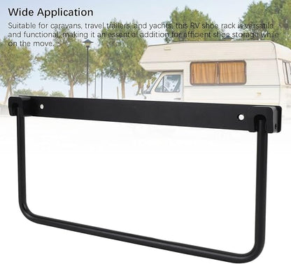 Cyrank Wall Mounted Shoe Storage Rack, Foldable RV Shoe Rack Space Saving Hanging Organizer Aluminum Alloy in Camping RV Travel (Black)