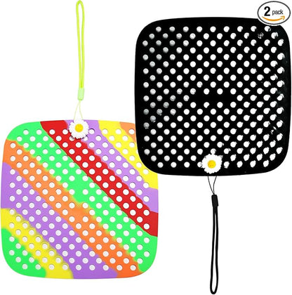 2PCS Shoe Charm Organizer - Hanging Silicone Shoe Charm Holder with 194 Holes, Portable Display Net for Shoe Charms (Black & Colorful)