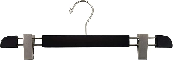 Stylish Wooden Bottoms Hanger with Low Profile and Extra Large Adjustable Clips, Hangers for Pants or Skirts with 360 Degree Chrome Swivel Hook (50, Espresso)