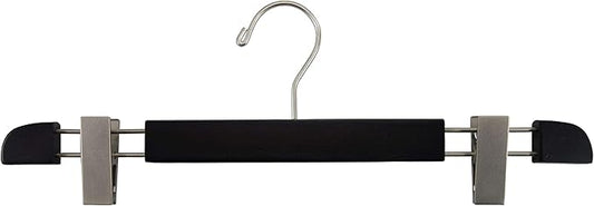 Stylish Wooden Bottoms Hanger with Low Profile and Extra Large Adjustable Clips, Hangers for Pants or Skirts with 360 Degree Chrome Swivel Hook (50, Espresso)