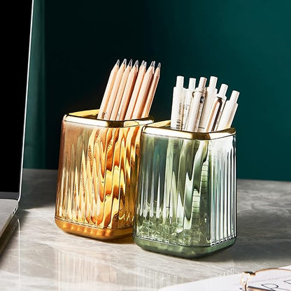 2pcs Makeup Brush Organizer Holder Plastic Pen Pencil Holder Toothbrush Comb Storage Cup Cosmetic Tools Holder for Dresser Bathroom Office(Yellow)