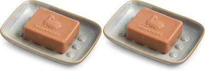 Soap Dish for Shower, Ceramic Soap Dish for Large Soap Bars, Non-Slip Soap Holder & Saver Tray with Floating Point Design for Bathroom, Shower, Kitchen Sink, Save Soap Loss (Pack of 2)