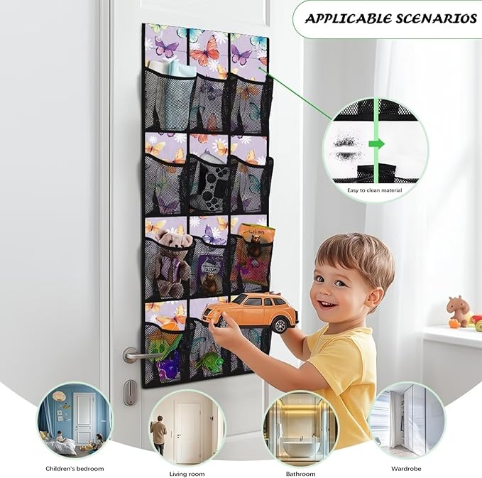 Butterfly Daisy Hanging Over the Door Shoe Organizer,Quick Dry Shoe Storage Hanging Bag,Over The Door Organizer,Small Hanging Shoe Rack for Closet,Stable Spice Rack for Kitchen