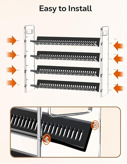 Nieifi Transparent & Black Spice Rack Rustproof, without Seasoning Jars,4-Tier Transparent ABS Plastic Spice Rack Organizer for Cabinet and Countertop,Thickened Corrosion-Resistant-Tiered Kitchen