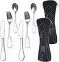 8 PCS Eating Portion Control Flatware Weight Management Silverware Portion Control Serving Spoons Forks Knives Stainless Steel Utensils with Fabric Storage Bag