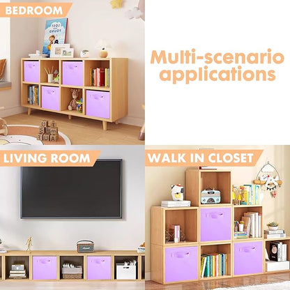 ShellKingdom Foldable Fabric Storage Cubes And Cloth Organizer Drawer For Closet And Toys, 13 X 13 X 13 INCH, 2 Pack (Lavender)