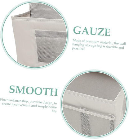 LABRIMP Multi-Layer Door Organizer Storage Bag 40x90cm Grey Fabric with Hooks Foldable Hanging Storage for Closet and Dormitory No Drilling Required