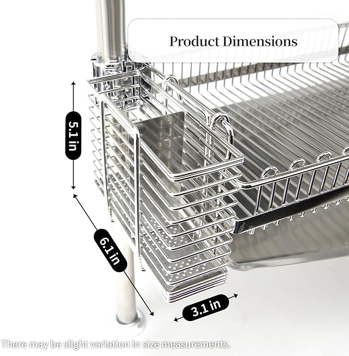 INEX Rectangular Cutlery Holder Caddy (Stainless Steel, 5.1" H x 6.1" W x 3.1" D (Haning-type))