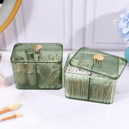 DASITON Acrylic Qtip Holder, Bathroom Jars With Lids Set, Apothecary Jar Dispenser For Cotton Ball, Swab, Round Pads, Floss