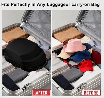 Black Hat Travel Case,Hat Case for Baseball Caps with Carry Handle and Adjustable Shoulder Strap Travel Hat Box for Travel and Home Storage