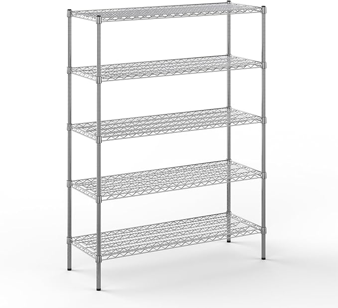 18" Deep x 48" Wide x 64" Height Wire Shelving Kit | 5-Tier | NSF Commercial Storage Rack Unit