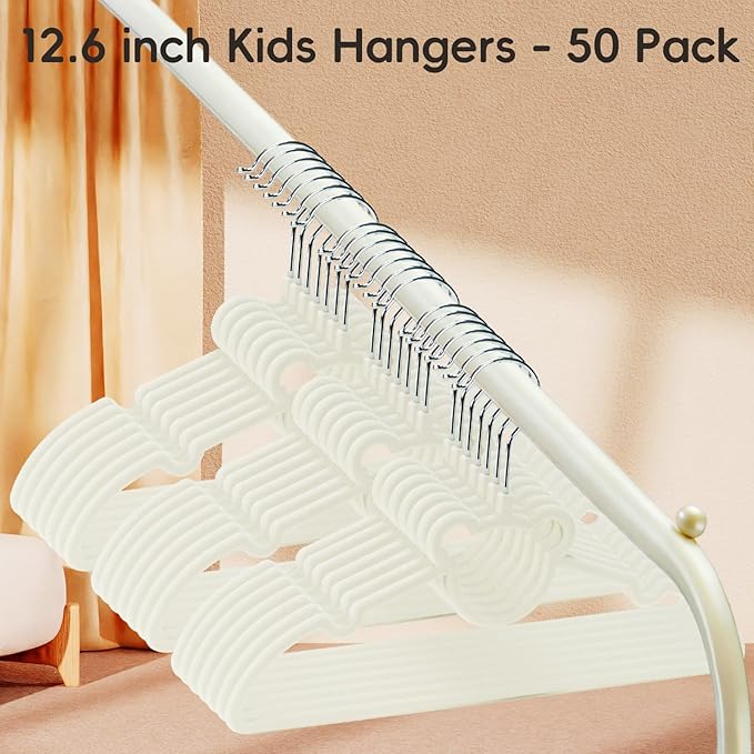 GoodtoU 50 Pack Baby Clothes Hangers, 12.8 Inch Kids Plastic Hangers, Non-Slip Nursery Closet Hangers for Infant & Toddler Clothes, White - Bear