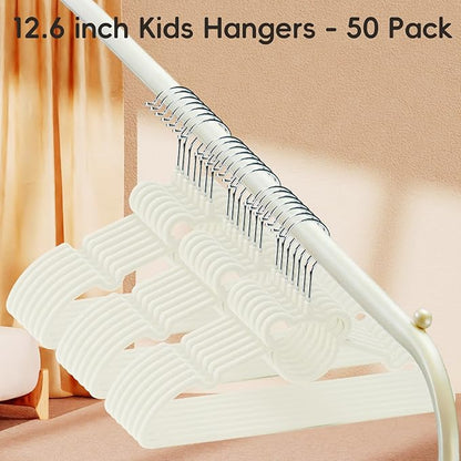 GoodtoU 50 Pack Baby Clothes Hangers, 12.8 Inch Kids Plastic Hangers, Non-Slip Nursery Closet Hangers for Infant & Toddler Clothes, White - Bear