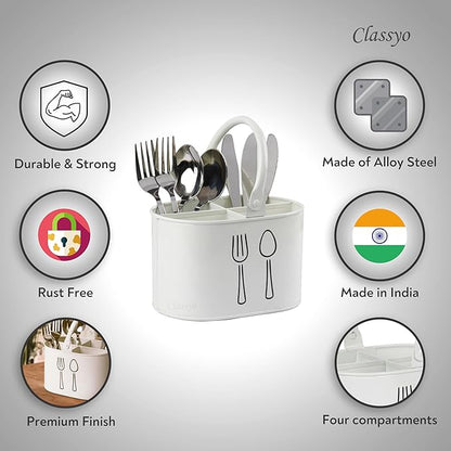 Silverware Holder for Countertop, Spoon Holder & Cutlery Organizer, Utensil Holder for Party, Flatware Caddy, Silverware Holder for Party (Ivory)