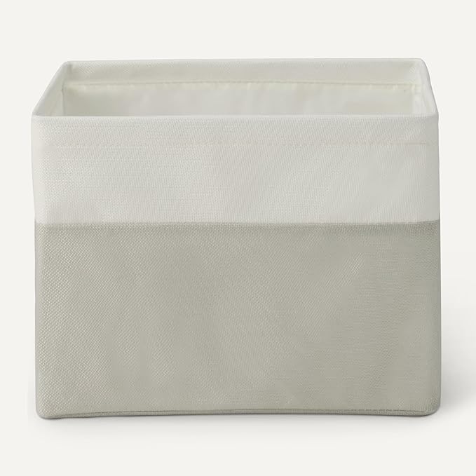 Amazon Basics Collapsible Storage Bins with Faux Leather Handles, Foldable Organizing Containers for Closet, Clothes, Toys, Linen, Large, 3-Pack