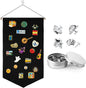 VitalCozy Pin Wall Display Banner with Butterfly Clutch Tie Tacks Enamel Pin Display Blank Canvas Display Metal Pin Backs Pin Organizer for Jewelry Lapels Badges Buttons Collection(Black)