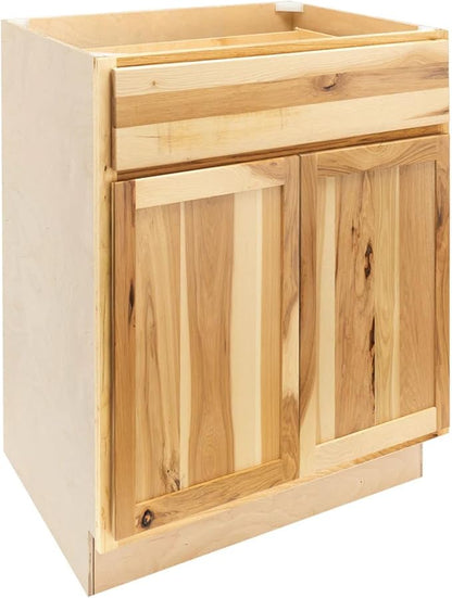 Quicklock RTA (Ready-to-Assemble) | Base Kitchen Cabinets - Shaker Style | Made in America (Rustic Hickory, 33" Wx34.5 Hx24 D Base)