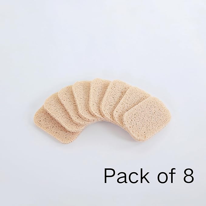 Snowkingdom 8 Pack Beige Soap Saver Holder for Bar Soap Draining Lift Pad 2.9" x 4.5" PVC Non-BPA Non Slip Durable