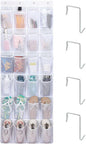 F-color Large Hanging Organizer - Over the Door Shoe Organizer, Cruise Essentials for Closet & Pantry, 24 Breathable Mesh Pockets, Space Saving Hanging Storage Holder with 4 Heavy-Duty Metal Hooks