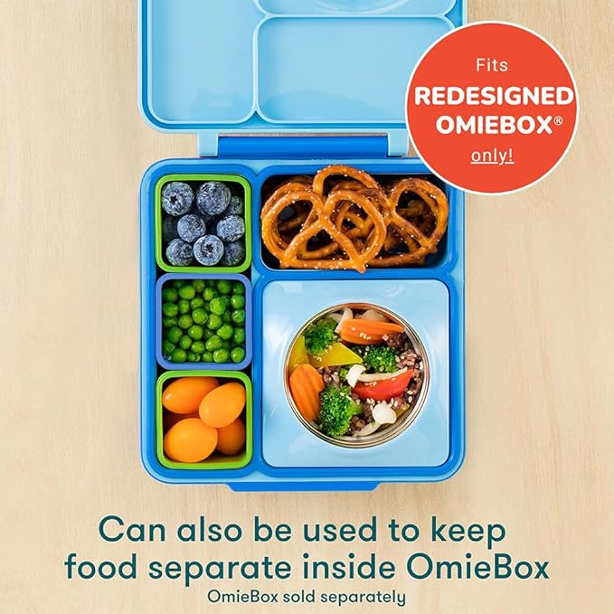 OmieBox (2 pack) Leakproof Dips Containers To Go, Salad Dressing Container, Condiment Container with Lids - Food Safe Silicone - 4 ounces (Sea Blue/Green)