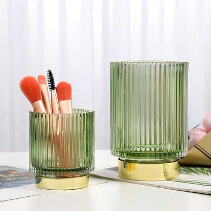 WHJY Makeup Brush Holder Lipstick Organizer Cosmetic Organizer, 3 inch Clear Green Crystal Lipgloss Organizers for Vanity