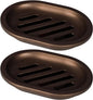 Topsky 2 Pcs Soap Dish for Shower, Double Layer Draining Soap Box with Drip Tray, Plastic - Bronze