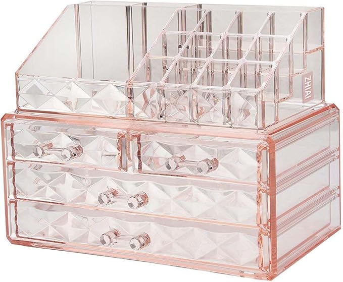 ZHIAI Stackable cosmetic organizer with drawers, easy to organize cosmetic products accessories Suitable for vanity, toilet, bathroom and bedroom organization and storage