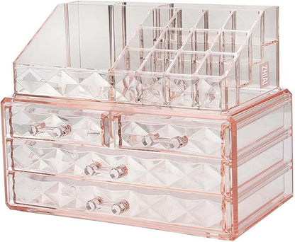 ZHIAI Stackable cosmetic organizer with drawers, easy to organize cosmetic products accessories Suitable for vanity, toilet, bathroom and bedroom organization and storage
