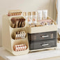 Aveniee Makeup Organizer with Drawers, Large Bathroom Countertop Storage for Vanity, Cosmetic & Skincare Display Case for Brushes, Perfumes, Lipsticks (Cream White)