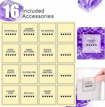 4 Pack Laundry Pods Container and Dryer Sheet Holder with Bamboo Lids, Laundry Room Organization Set with Labels and Scoops for Detergent Powder, Scent Booster Beads, 2600 +2000ml/0.53+0.7gal