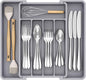 Lifewit Silverware Drawer Organizer, Expandable Utensil Tray for Kitchen, BPA Free Flatware and Cutlery Holder, Adjustable Plastic Storage for Spoons Forks Knives, 8.5-14 x 12", Gray