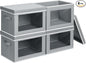 Homsorout Storage Bins with Lids - Small Fabric Organizers with Window, Collapsible Storage Bins for Clothes, Decorative Closet Organizers for Towels, Tshirt, 4 Pack, Grey