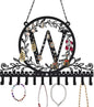 Wall-Mounted Metal Initial Letter W Earring Holder Hanging Jewelry Organizer for Earrings and Necklaces Space-Saving Wall Display with Hooks for Jewelry Storage