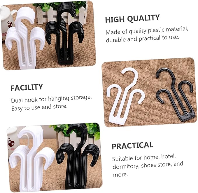 20pcs Multifunctional Shoe Rack for Drying Slippers and Shoes Space-Saving Hanging Organizer with Hooks Design for Home Hotel and Store Use Black
