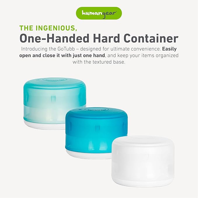 humangear GoTubb – Storage Containers for Snacks, Small Essentials and Travel Gear, Made from Food-Safe Materials, Clear/Aqua/Teal, Small (3-pack)
