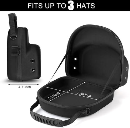 GERMUN Hard baseball hat case, Hat Carrier Travel Case with Adjustable Shoulder Strap, Hat cap case for 3 Baseball Caps - Perfect for Traveling & At-Home Storage (Black)