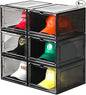 Hat Organizer Box,Stackable Clear Baseball Caps Holder Box Containers with Magnetic Door for Hats Snapback Cap Storage,Clear Hat Storage with Magnetic Door, Holds 60 Hats(black clear, 6 pack)