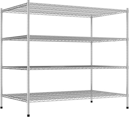 Commercial NSF Listed Chrome Stationary Wire Shelving Kit 36" x 60" x 54", with 4 Shelves Perfect for Warehouse, Walk-in Refrigerator, Freezer, Grocery Store, Restaurant, Dishroom