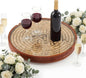 Maxdot Wine Cork Holder Decorative Wine Lover Creative Wedding Gifts for Couples Wooden Lazy Susan for Countertop with Glass Protective Cover Can Store 130 Corks Stoppers Display Bar Table Centerpiece